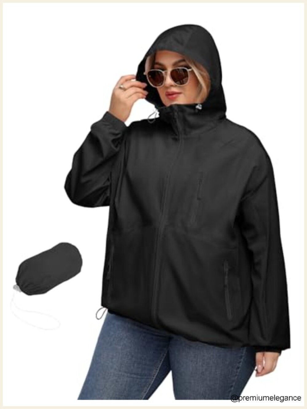 Waterproof Rain Jacket with Hood Packable Lightweight Plus Size Trench Coat